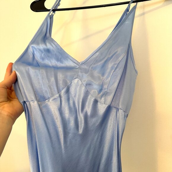 Asos Light Blue Satin Slip Maxi Dress - Picture 5 of 10